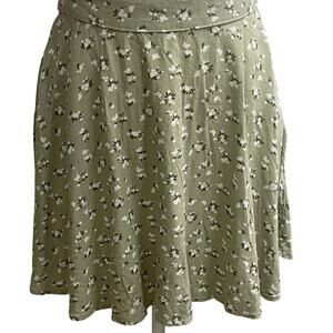 Hollister Cottage Core Sage Green Floral Mini Swing Skirt Sz S  Ultra High Rise